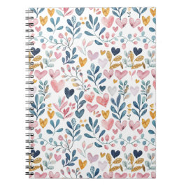 Cuaderno Corações em aquarela