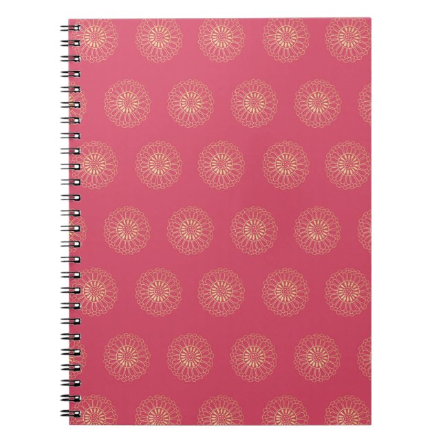 Cuaderno Coral | Golden Zinnia Flower Medallions (Frente)