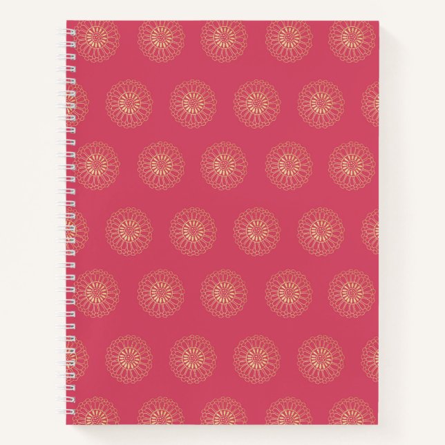 Cuaderno Coral | Golden Zinnia Flower Medallions (Anverso)