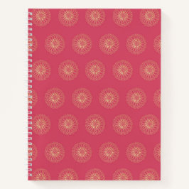 Cuaderno Coral | Medallones de Flor de Zinnia Dorada
