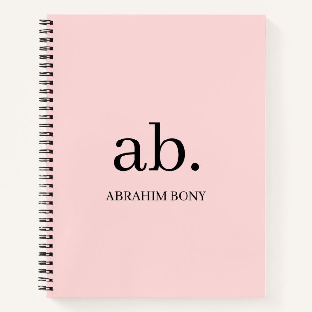 Cuaderno Coral Peach Monogram Minimalist Design (Anverso)