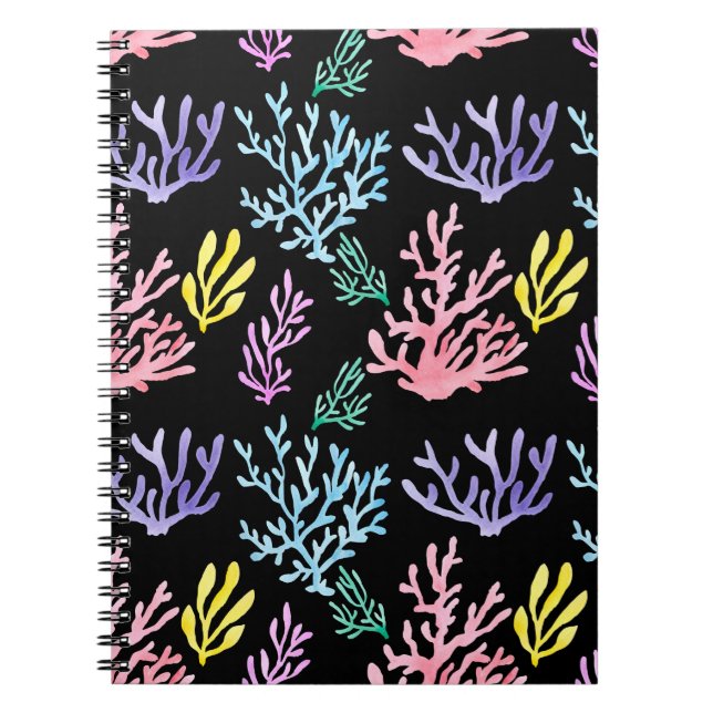 Cuaderno Coral Reef Elegance: Patrón acuarela (Frente)