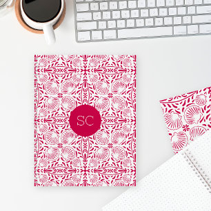 Cuaderno Coral Sheashell Monograma Rosa Elegante Chic