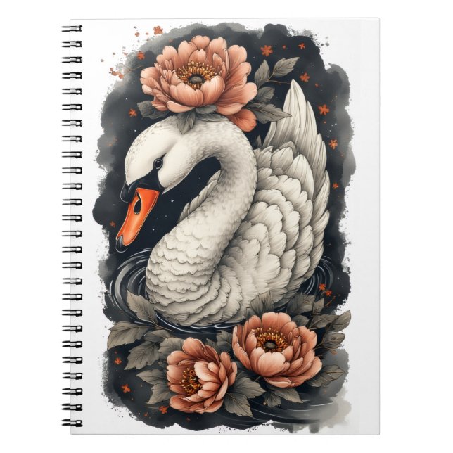 Cuaderno "Coral Swan" Floral Art Spiral Notebook (Frente)