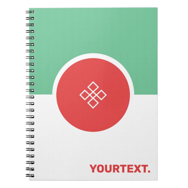Cuaderno Coral, verde menta diseño geométrico mínimo (Frente)