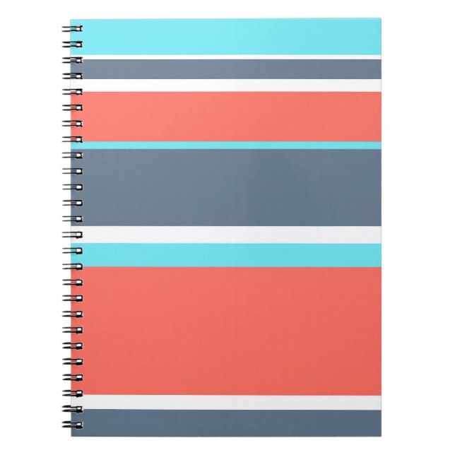 Cuaderno Corales vivos, franjas azules y grises (Frente)
