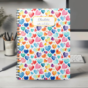 Cuaderno Corazón Acuarela Colorido Lindo Amor Nombre Person
