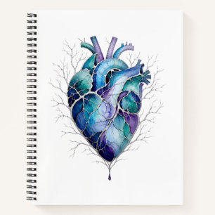 Cuaderno Corazón Anatómico Azul y Púrpura