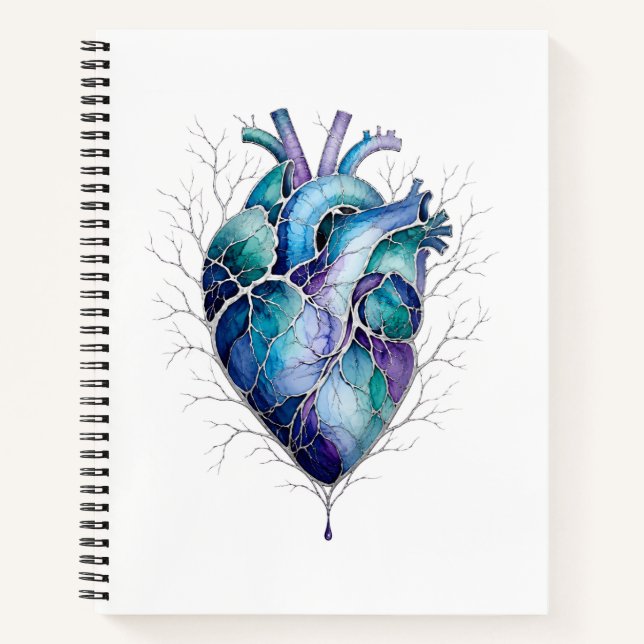 Cuaderno Corazón Anatómico Azul y Púrpura (Anverso)