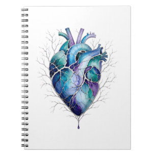 Cuaderno Corazón Anatómico Azul y Púrpura