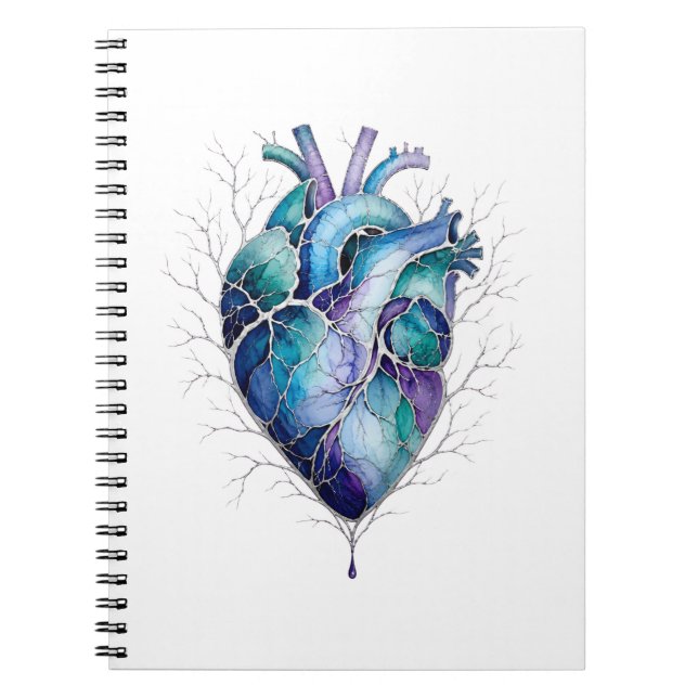 Cuaderno Corazón Anatómico Azul y Púrpura (Frente)