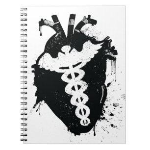 Cuaderno corazón anatómico caduceus