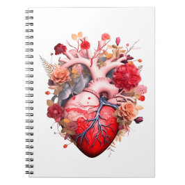Cuaderno Corazón anatómico con flores