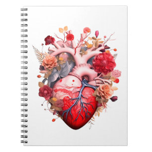 Cuaderno Corazón anatómico con flores