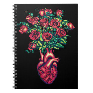 Cuaderno Corazón anatómico con Rosas, guerrero del corazón