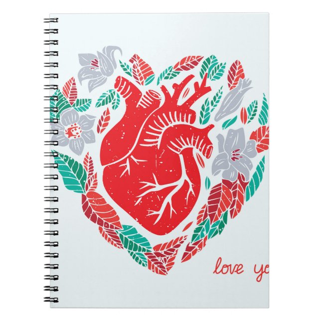 Cuaderno Corazón anatómico de San Valentín: Tarjeta única (Frente)