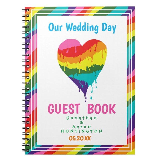 Cuaderno Corazón arcoiris LGBT personalizado (Frente)