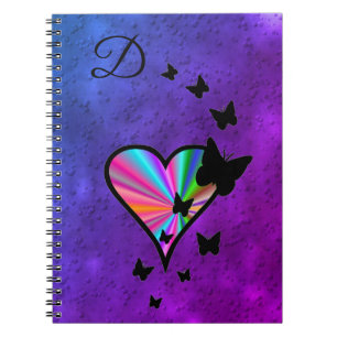 Cuaderno Corazón arcoiris y mariposa hacen su propio monogr