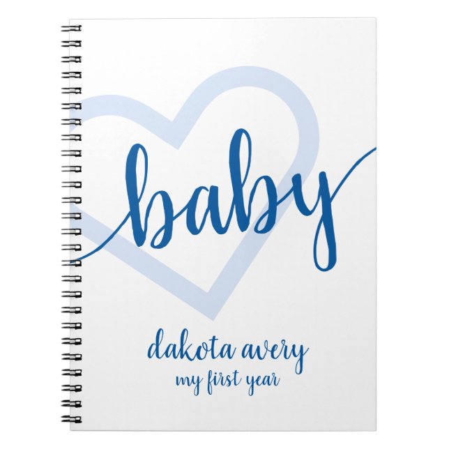 Cuaderno Corazón azul clásico | Flourige Baby Scrapbook (Frente)