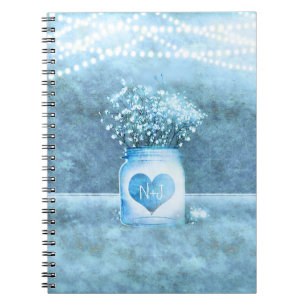 Cuaderno Corazón azul Mason Jar y Rústica de la respiración