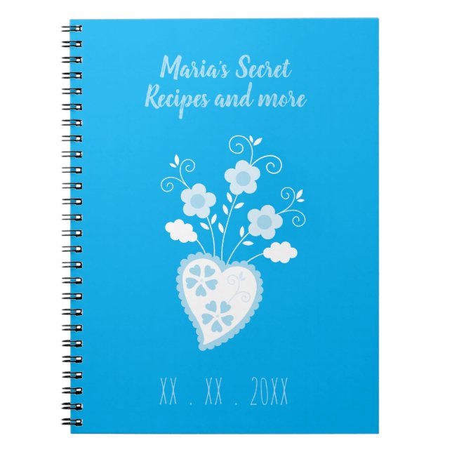 Cuaderno Corazón azul portugués romántico (Frente)