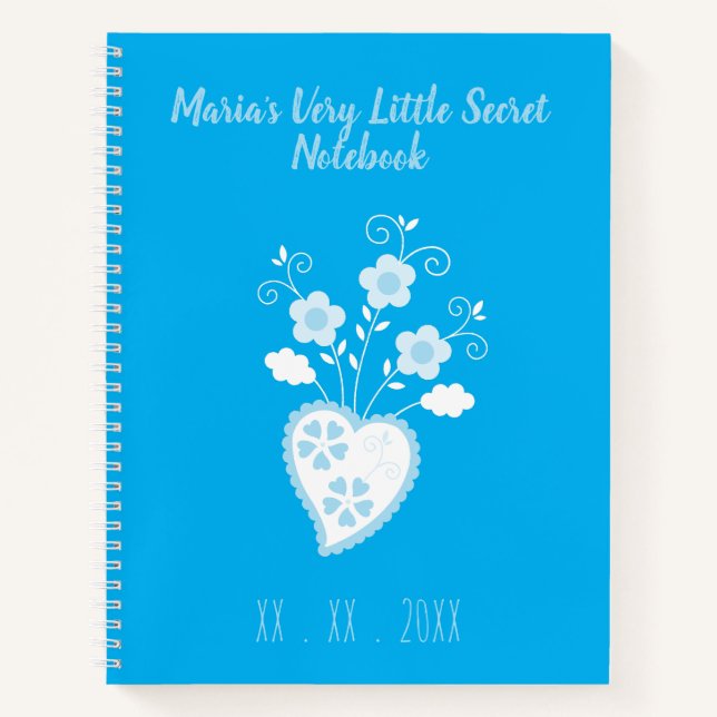 Cuaderno Corazón azul portugués romántico (Anverso)
