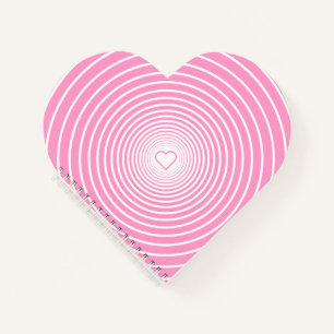 Cuaderno Corazón blanco rayado para portátil rosa