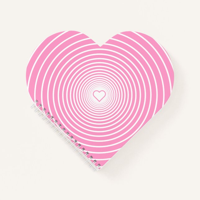 Cuaderno Corazón blanco rayado para portátil rosa (Anverso)