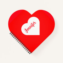 Cuaderno Corazón blanco rojo Minimalista personalizado pers