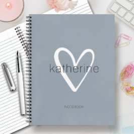 Cuaderno Corazón Chic sobre Azul Polvoriento