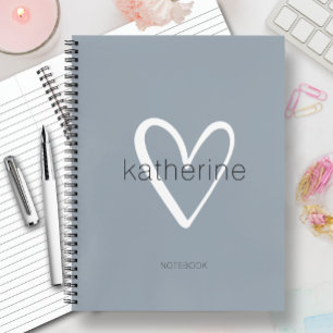 Cuaderno Corazón Chic sobre Azul Polvoriento