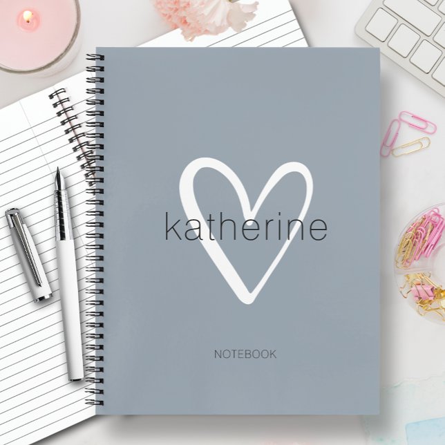Cuaderno Corazón Chic sobre Azul Polvoriento (Subido por el creador)