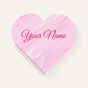 Cuaderno Corazón con forma de rosa y dorado