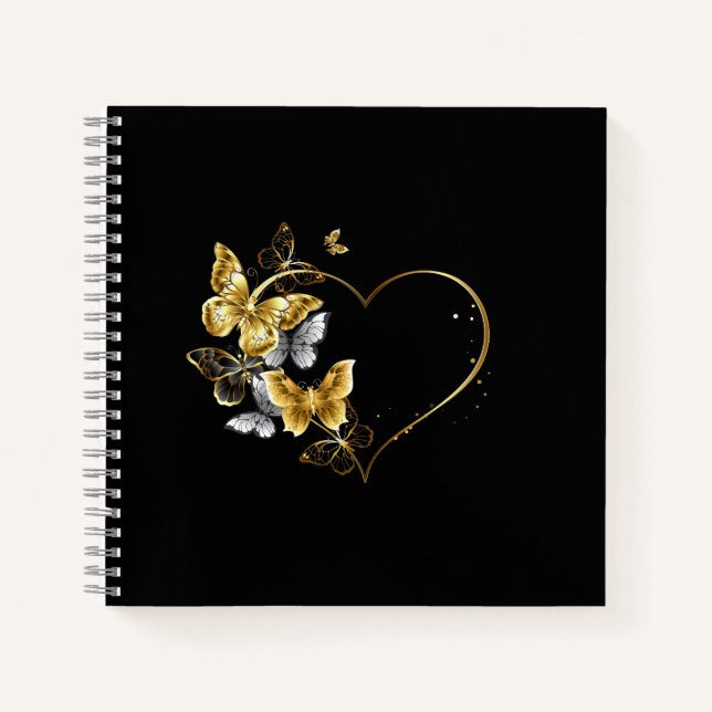 Cuaderno Corazón con mariposas doradas (Anverso)