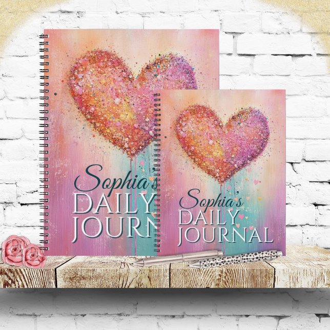 Cuaderno Corazón de Acuarela Brillante para Cada Pensamient (Sparkling watercolor heart journal celebrating daily thoughts, inspiring personal stationery.)