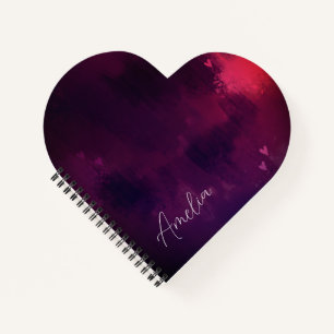 Cuaderno Corazón de acuarela de bonito personalizado