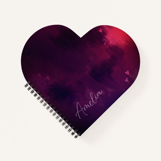 Cuaderno Corazón de acuarela de bonito personalizado (Anverso)