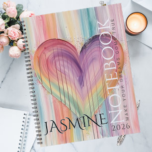 Cuaderno Corazón de Acuarela Suave Pastel Lluvia de Colores