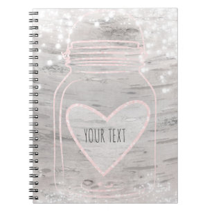 Cuaderno Corazón de aguja rosa Mason Jar y resalta el brill