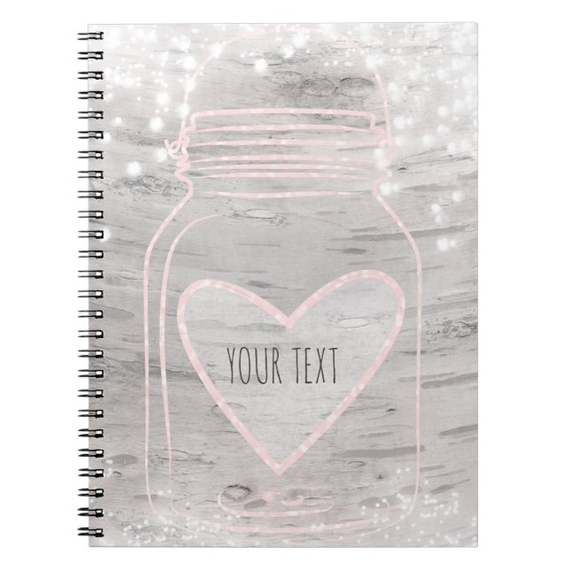 Cuaderno Corazón de aguja rosa Mason Jar y resalta el brill (Frente)