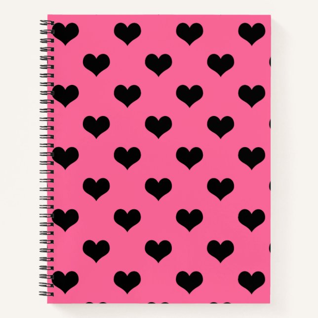Cuaderno Corazón de amor negro sobre fondo rosado (Anverso)