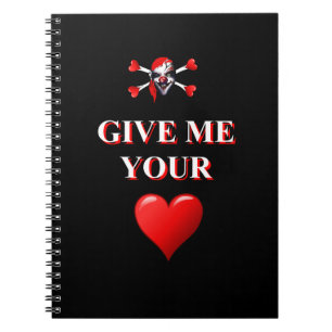 Cuaderno Corazón de amor rojo y pirata romántico