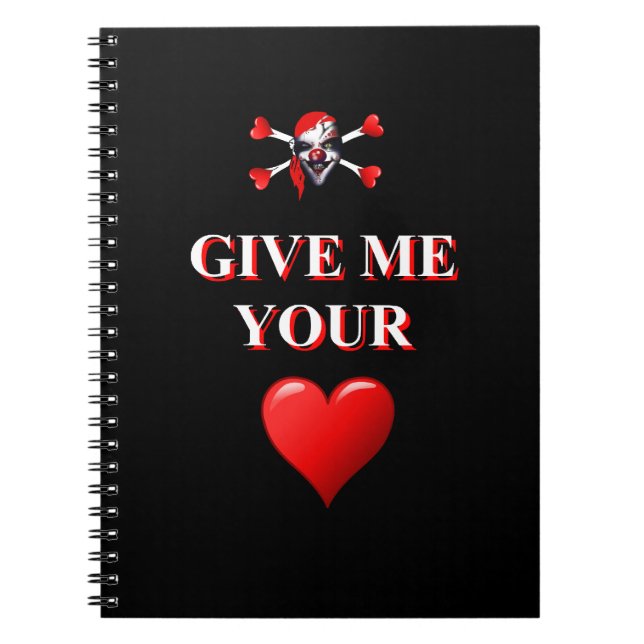 Cuaderno Corazón de amor rojo y pirata romántico (Frente)