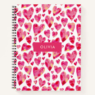 Cuaderno Corazón de amor rosa brillante