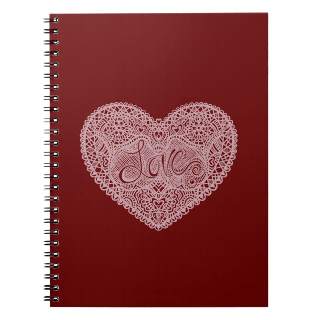 Cuaderno Corazón de amor rosado rojo (Frente)