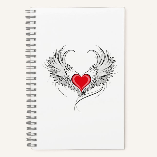 Cuaderno Corazón de Ángel Rojo con alas (Anverso)