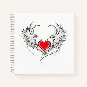 Cuaderno Corazón de Ángel Rojo con alas