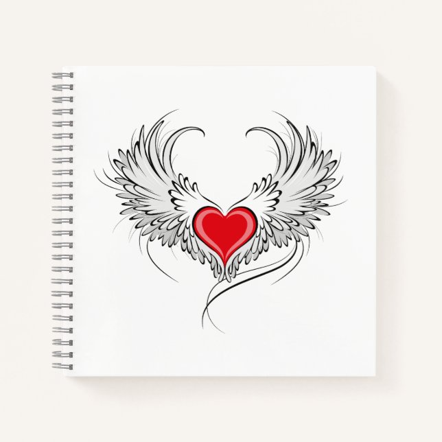 Cuaderno Corazón de Ángel Rojo con alas (Anverso)