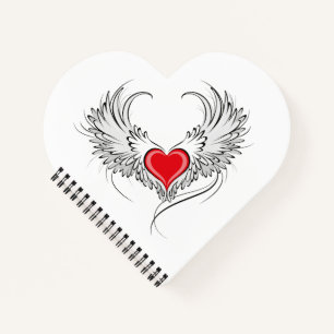 Cuaderno Corazón de Ángel Rojo con alas