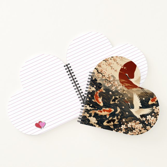 Cuaderno Corazón de arte japonés elegante personalizado de  (Interior)